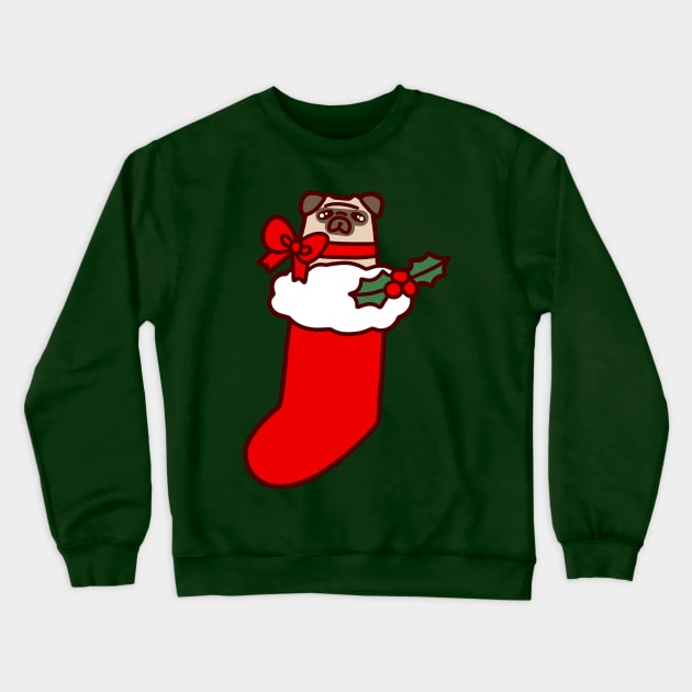 Christmas Stocking Pug Crewneck Sweatshirt by saradaboru